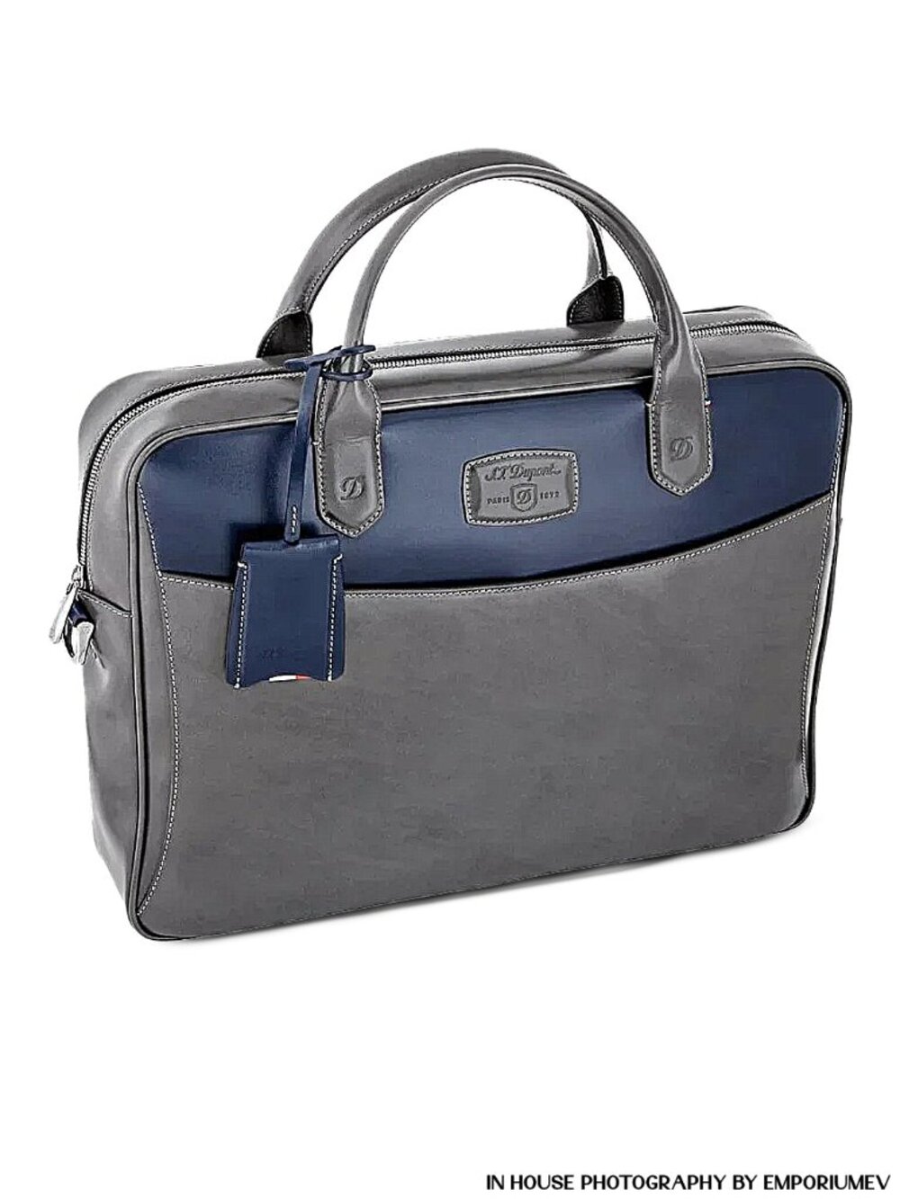 ST Dupont 181590 Line D Navy Grey Leather Document Holder